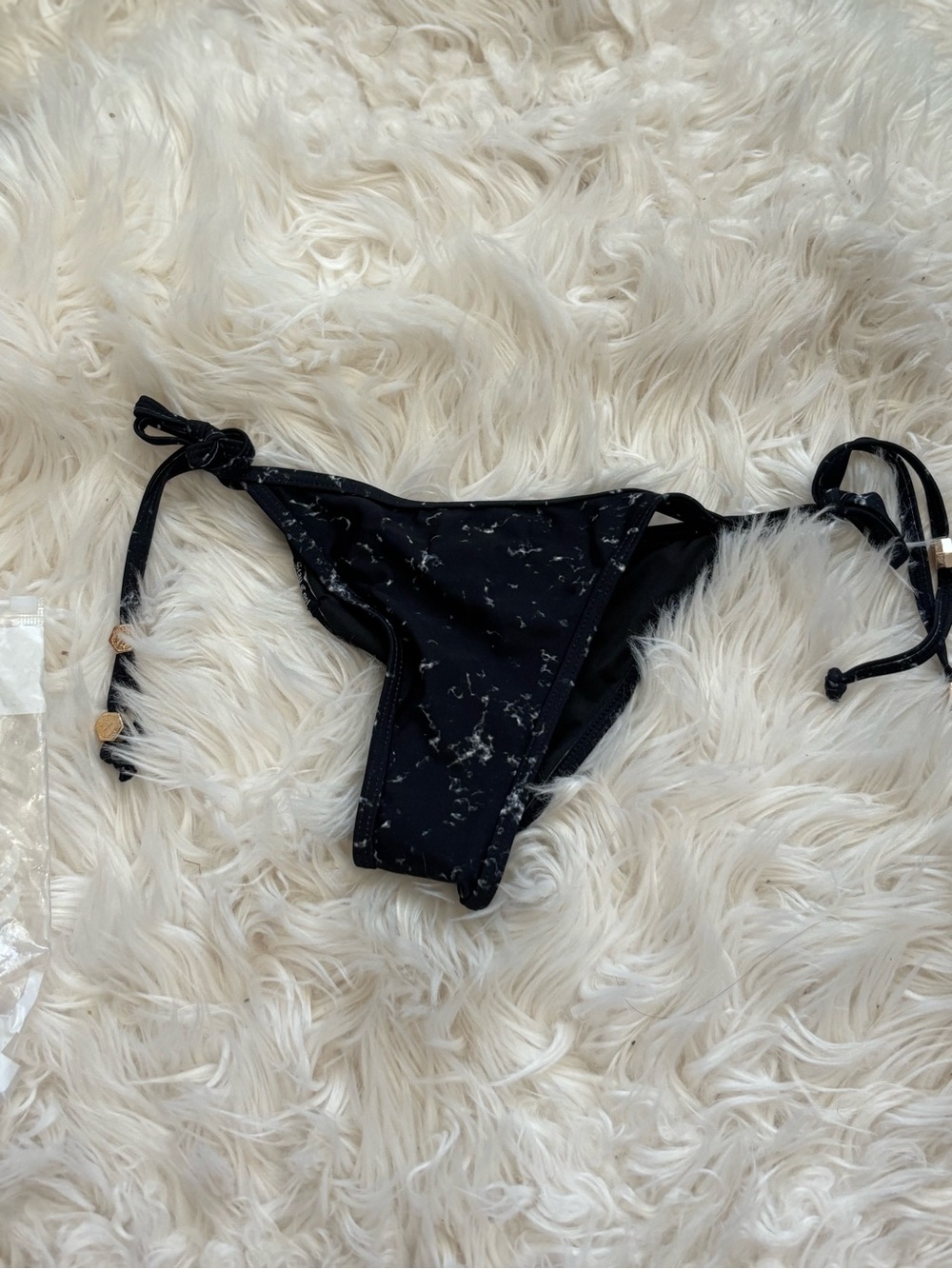 Dixxon SWIMSUIT string bikini bottoms BLACK MARBLE beach vacation goth xs